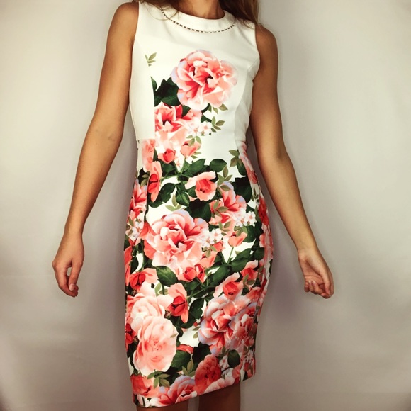 Calvin Klein Dresses & Skirts - Calvin Klein Floral Pearl Midi Fitted Formal Dress